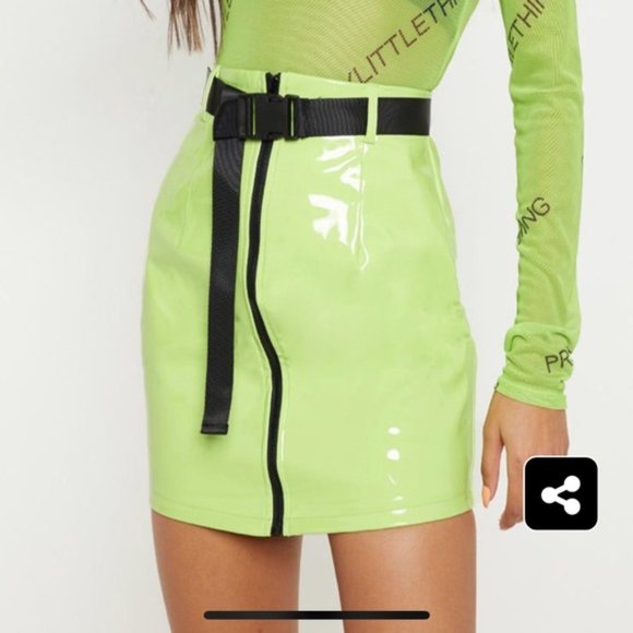 Prettylittlethings Neon Lime Vinyl Mini Prettylittlethings Neon Lime Vinyl Mini